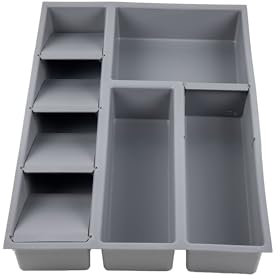 Cofan Organizador de cajones | Adecuado para almacenaje de cubiertos y utensilios | Color: gris | 8 compartimentos | Medidas: 30 x 45 x 6,5 cm