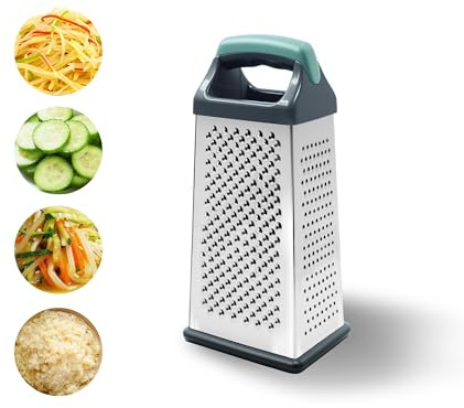 Box Grater, 4 Sided Stainless Steel Cheese Graters with Handle, Food Grater for Kitchen, Cheese Slicer for Food Vegetables Potatoes Carrot