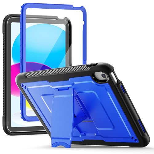 SEYMAC Custodia per iPad (A16) 11a/10a Generazione 2025/2022 (11/10,9 Pollici), Cover Protettiva Antiurto con Supporto Incorporato e Protezione Dello Schermo, Blu