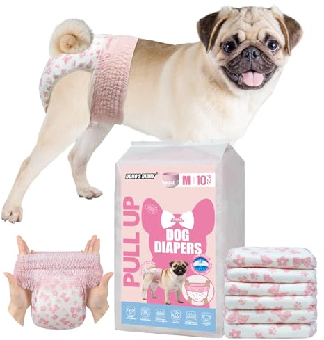 Dono Couche Chien Femelle jetables, 10 pièces, Couche pour Chien Femelle Chaleur, Couche pour Chat, Culottes pour Chiens, Super absorbantes, Incontinence, M (25-45 cm)