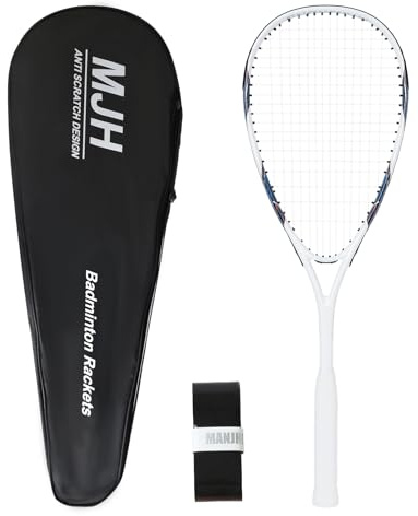 MANJHONG Aluminium Squashschläger (Anfänger Rahmen) Leichtgewicht Schläger mit Schlägertasche & Griffbänd, Weiß