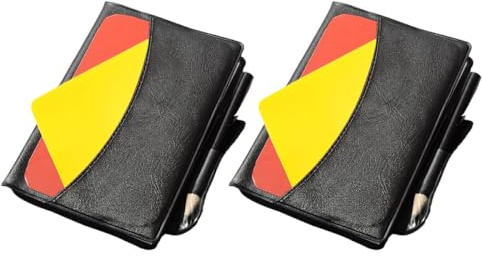 UKCOCO Jeux de Cartes D’Arbitre Professionnel de Football 2 Sets, Cartes Rouges et Jaunes en Matériau Épais, Carnet de Score Inclus, Kit Arbitre Portable pour Match et Entraînement