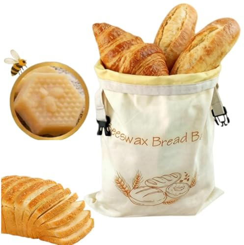 Sacs Brivell Premium en cire d'abeille & coton 100%, Lavables, pour une conservation naturelle, Conserve votre pain frais jusqu'à 7 jours naturellement