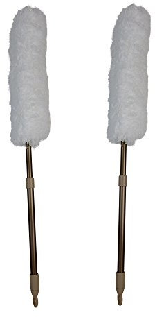 Muxel - Piumino per spolverare, in microfibra, con manico telescopico, stabile, con testa pieghevole rimovibile