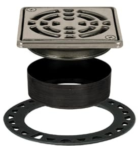 Schluter Kerdi-Drain Classic Shower Grate Kit with Integrated Slope Bonding Flange - Ideal for Tile Showers - 4 Grate Size, Square, Stainless Steel Grate Finish - KD4GRKE