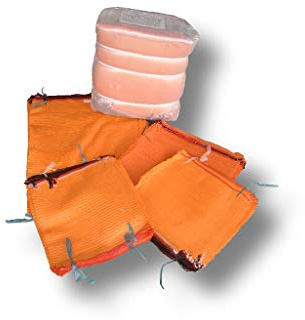 1 confezione (100 pezzi) da 2,5 kg, 26 x 36 cm, sacchi per patate, frutta e verdura, a rete, di cipolle, di legno, per legna da ardere, in tessuto grezzo, per noci senza cordino