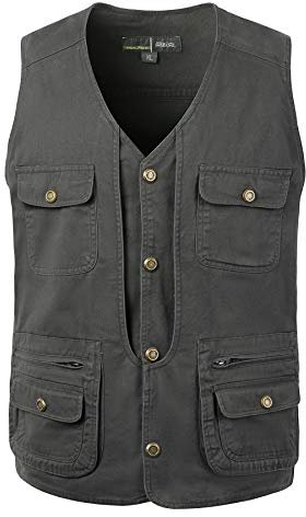 KTWOLEN Anglerweste Herren Outdoor Weste Leichte Sommerweste Hundesport Weste Baumwolle Funktionsweste Fotografie Jagd Arbeitsweste, Holzkohle, L