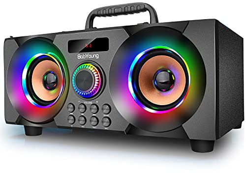 60W(80W Peak) Portable Bluetooth Speaker with Subwoofer Heavy Bass, Wireless Speakers Bluetooth 5.0, Support FM Radio, MP3 Player, EQ,LED Colorful Lights, Loud Stereo Speaker for Home, Party, Outdoor