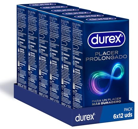 Durex Pack Preservativos Placer Prolongado, con Lubricante Performa de Silicona, Forma Easy-On, 6x12 condones