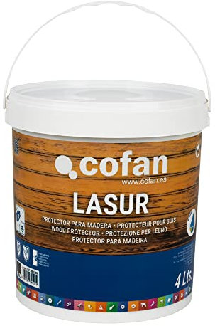 Cofan Lasur Protector al Agua para Madera | Color Nogal con acabado Mate | Bote de 4 litros