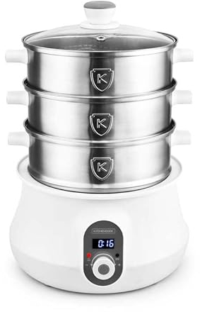 Kitchencook - Cuiseur Vapeur Et Couscoussier électrique - 9 Litres - 900w - Cuisson Programmable - Ecran Led - Maintien Au Chaud