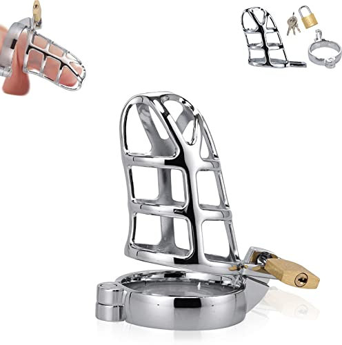 Peniskäfig Metall Keuschheitskäfig Herren Metall Chastity Cage Male Metall Penis Käfig,Zinklegierung Cock Cage mit Schloss,3 Größen,SM Bondage Sex Spielzeug für Männer Paare Extrem Sex Spiel (M)