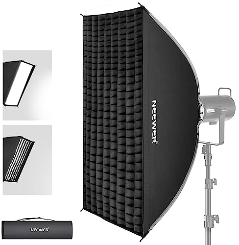 NEEWER Softbox Rectangular 60x90cm Configuración Plegado Rápido,con Difusores/Rejilla de Haz/Bolsa, Compatible con Aputure 120d Godox SL60w NEEWER RGB CB60 y Otras Luz Video de Montaje Bowens,SF6090Q
