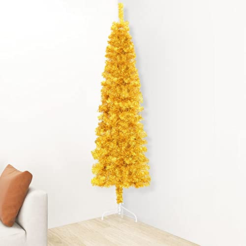 ARKEM Medio árbol de Navidad Artificial con Soporte Dorado 210 cm Arbol Navidad Emergente