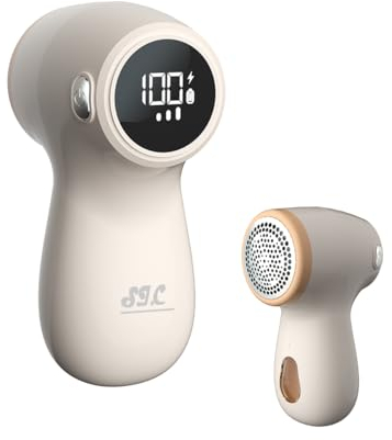 SIC Levapelucchi elettrico,portatile, ricaricabile USB-C, design ergonomico e compatto per abbigliamento, lana e tessuti delicati, facile da pulirei(Biege)