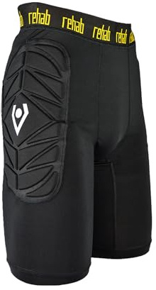 Rehab Kurze Torwarthose Herren - Torwart Unterziehhose Gepolstert - Elastischer Bund - Ergonomisch & Atmungsaktiv - Sporthose Herren kurz - Schwarz, XL