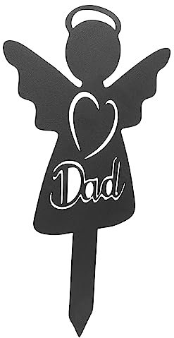 Milisten Herrajes del Cementerio Marcador de Signos conmemorativos para Tumba estaca de Tumba Cementerio Ornamento decoración del ángel de la Tumba estaca de ángel de Metal Planchar Black