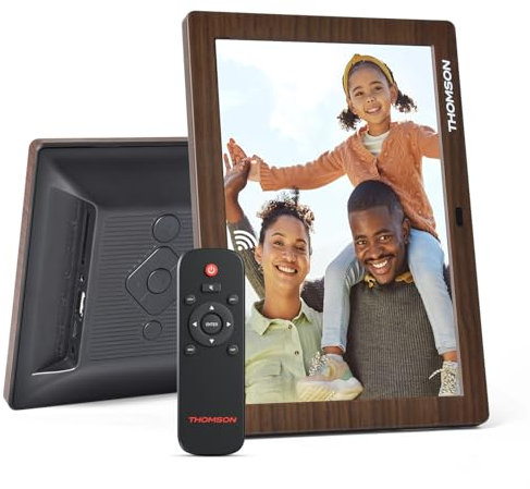 Cadre Photo Numérique THOMSON 8 Pouces avec télécommande, écran Tactile HD IPS 1280x800 Cadres Photo Numérique, avec contrôle par Bouton Physique, Jouer de la Musique, Photos et vidéos