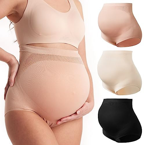 momcozy Damen Umstandsunterwäsche mit hoher Taille, Weiche Nahtlose Schwangerschaftsunterwäsche, Über-Bauch-Schnitt