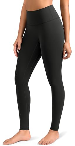 Colorfulkoala Dreamlux No Front Seam Leggings for Women 28 Inseam, High Waisted Buttery Soft Full Length Yoga Pants (M, Black)