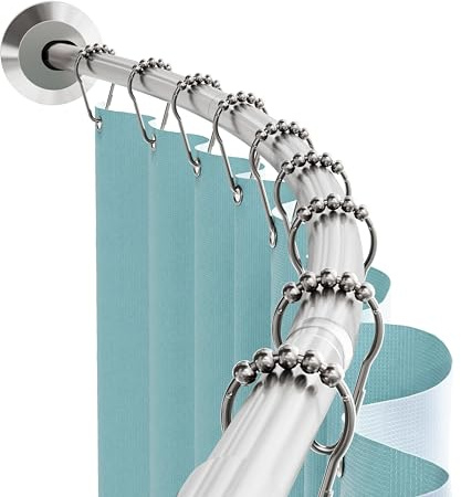 Zenna Home Rustproof Curved Shower Curtain Rod, No Drill Tension or Permanent Mount Adjustable Curved Shower Rod for Bathroom, Easy Install, Rounded for Extra Room, 50 to 72 Inches, Brushed Nickel