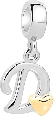 XWN Lettera Bead Charm Ciondolo Alfabeto Argento Sterling 925 con Cubic Zirconia Pendenti per Pandora Braccialetti, Compatibile con Braccialetti e Collane europei