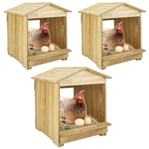 Chicken Nesting Box 3 Compartments - Wall Mount Wooden Egg Laying Nest Box for Chicken Coop, Easy to Assemble & Versatile Use for Hens, Ducks, Chickens