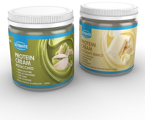 Ultimate Italia - 2 protein cream gusti misti (1 pistacchio + 1 cioccolato bianco) - senza glutine - low carb - 2x250g