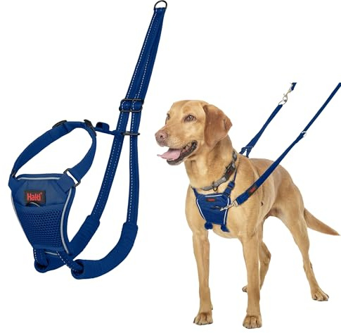 HALTI No Pull Anti-Zug Geschirr - Verhindert, DASS Ihr Hund an der Leine zieht, Gepolsterter Brust- und Beingurt, Reflektierendes Gurtmaterial, Einfache Anpassung und Benutzung (Größe M, Kobaltblau)