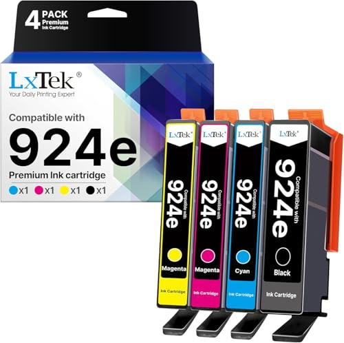 LxTek 924e Druckerpatronen 924 Multipack 924e Kompatibel für 924 HP Patronen XL 924 XL für HP924 für HP Officejet Pro 8122 Patronen für HP Officejet Pro 8120 8132 8120e Drucker (4er-Pack, Mit Chip)