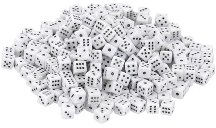 QUARKZMAN 200 Piezas De Dados Mini, 5mm/0.2 Dados Pequeños De Seis Caras De Acrílico con Puntos para Juegos De Mesa Fiestas Y Actividades, Blanco/Negro