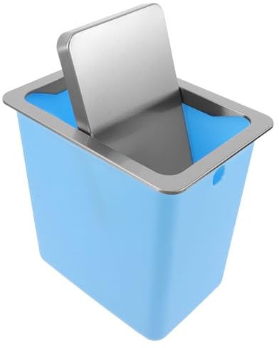 POPETPOP Cubo de Basura Empotrado para Encimera con Tapa Abatible de Acero Inoxidable Tamaño Pequeño Paquete de 2 Unidades con Cubo Plástico Colgante Adecuado para Cocina Oficina y