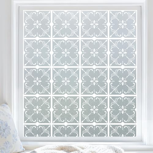 Lifetree Window Film Privacy Day and Night, Static Cling Frosted 90 * 200cm | Adhesive Free Film for Windows Day Night Privacy, Static Cling, Sun Block, Removable No Residue, Renter Friendly, Bathroom