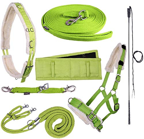 NETPROSHOP Longieren Zubehör Farbe Hellgrün Wählen Sie: Zaum, Longe, Pad oder Gurt usw., Auswahl:Kappzaum, Groesse:Shetty