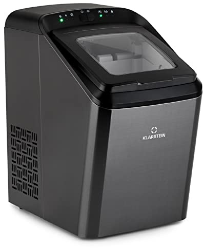 Klarstein Eiswürfelmaschine Klein, 2,9 L Eiswürfelbereiter für 15 kg Große und Kleine Eiswürfel, Schnelle Mini-Eiswürfelmaschine, Selbstreinigend