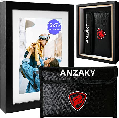 Photo Picture Frame Diversion Safe with Fireproof & Waterproof Money Bag, Valuable Storage, Home Security, ANZAKY Mini Box with Hidden Compartment to Shield your Money, Cash, 5x7