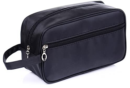 Toiletry Bag for Men, FITDON Portable Travel Wash Bag, Waterproof Shaving Bag Gym Shower Bathroom Bag Dopp Kit Make Up Bag, Black