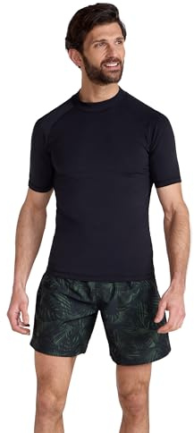 Mountain Warehouse UV-Rash Guard für Herren – Leichtes, Schnell Trocknendes und Dehnbares T-Shirt mit USF 50+ und Flachnähten – Für Frühling, Sommer, Strand, Schwimmen Tiefschwarz Small