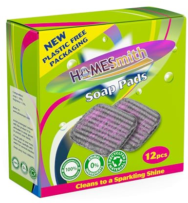 HOMESmith 12 Pack Soap Pad - Scouring Cleaning Steel Wool Scrub Wash Hob Oven Kitchen Sink