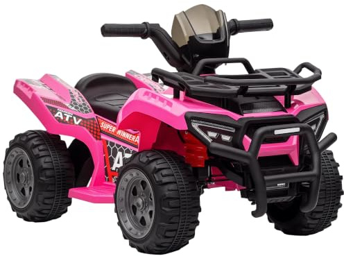 HOMCOM Quad Elettrico per Bambini 18-36 Mesi 6V, 70x42x45cm, Rosa | Con Musica, Pulsante Acceleratore, Velocità 2km/h