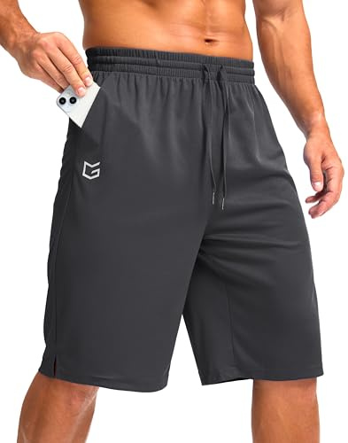 G Gradual Men's Athletic Shorts with Pockets 11 Long Basketball Shorts Lightweight Quick Dry Gym Workout Shorts for Men(Dark Gray,XL)