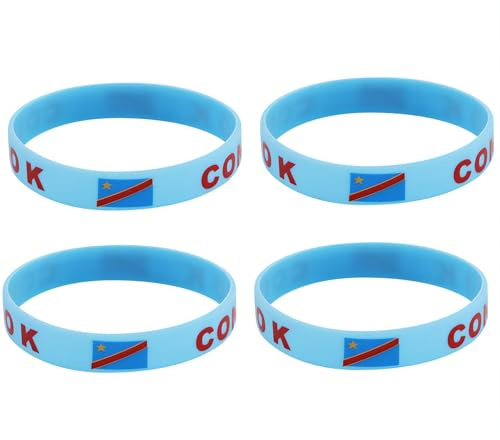 ZENRUIMING 4 Kongo flagga silikonarmband, sportfans sport hejar elastiska armband, Kongo resesouvenirer, One size, Silikon, Ingen ädelsten