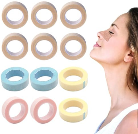 Cinsersr 12 Rollen Micropore Tape,1.25cm X 9m Nose Tape,Tapes Medizinische Klebebänder,Medical Tape,Very Suitable for Cosmetic and Medical Applications (Skin color + blue + yellow + pink)