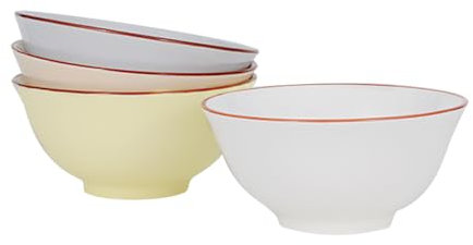 Cuencos Desayuno Bol Cereales Ceramica - Juego de 6 Cuencos Sopa Colores - Set de Tazones Desayuno Porcelana - Cuencos Cocina para Servir Arroz | Ensalada | Gazpacho | Consomé - 16 x 7,5 cm - 680 ml