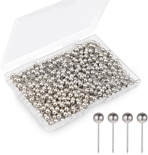 Shpucise 400Pcs World Map Push Pins Round Drawing Pins, Travel Map Small Thumb Tacks, Marking Pushpins for Cork Board Notice Bulletin Picture Photo Home Office School Craft DIY (Sliver)