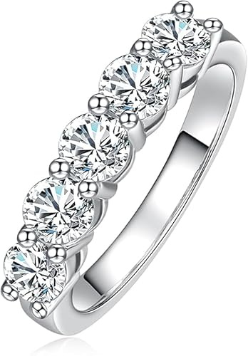 aomoso Bague pour Femme - Bague en Diamant de Moissan - Avec GRA Certificat, Argent 925, D Couleur VVS1 Grade, Coupe Plasma, Taille Plasma, Convient pour : Fête/Voyage/Mariage/Anniversaire