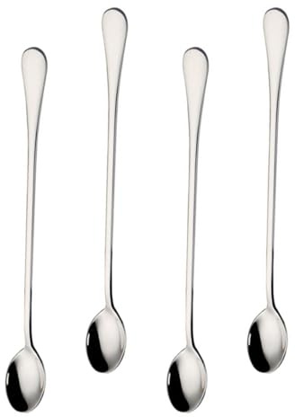 jojofuny Set 4 Cucchiai da Bar in Acciaio Inox 24cm, Mestoli per Mescolare e Paletta per Ghiaccio, Strumenti da Cucina Creativi per Preparazione Bevande e Uso Domestico