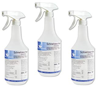 KK Desinfektionsspray in praktischer Sprayflasche, 3x 1L, Flächendesinfektionsmittel, Duft: Neutral, Spray zur Desinfektion von Flächen wie Arbeitsplatten, Türgriffe, Spielzeug