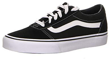 Womens Vans Size 4, Ward Sneaker Black & White Suede Canvas Lace Up Shoes, Low Top Ladies' Trainers, Lightweight Sports Shoes by Vans Active Wear Range (4 UK)