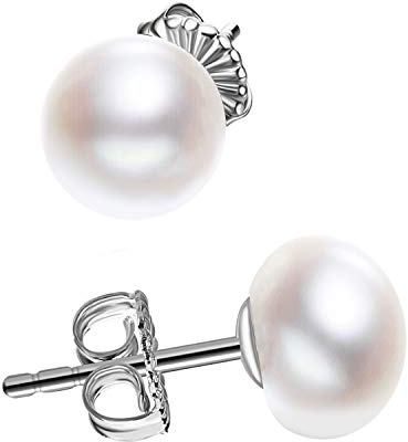 Delicate White Pearl Earrings for Women - Sterling Silver - 0 Allergies